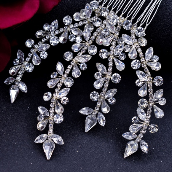 NEW Bride Bridal Sliver Hairpiece Large Headpiece sparkle crystal wedding gift main image 5
